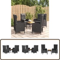 Vidaxl - 5-tlg. Garten-Essgruppe mit Kissen Schwarz Poly Rattan - Gartengestelle - Gartenmöbelset - Outdoor Möbel - Gartenstühle - Gartenbänke von VIDAXL
