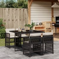 5-tlg. Garten-Essgruppe mit Kissen Schwarz Poly Rattan - Vidaxl von VIDAXL