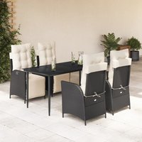 Vidaxl - 5-tlg. Garten-Essgruppe mit Kissen Schwarz Poly Rattan von VIDAXL