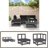 Vidaxl - 5-tlg. Garten-Lounge-Set Grau Massivholz Kiefer - Gartenmöbel - Loungesessel - Rattan Möbel - Holz Gartenmöbel - Esszimmergarnituren von VIDAXL