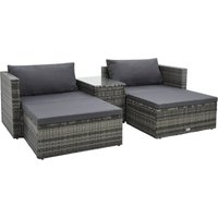 Bonnevie - 5-tlg. Garten-Lounge-Set,Gartenmöbel-Set mit Auflagen Poly Rattan Grau vidaXL von BONNEVIE