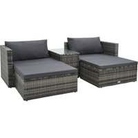 5-tlg. Garten-Lounge-Set mit Auflagen Poly Rattan Grau Vidaxl 5-tlg. Garten-Lounge-Set mit Auflagen Poly Rattan Grau Vidaxl von VIDAXL