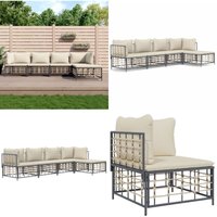 Vidaxl - 5-tlg. Garten-Lounge-Set mit Kissen Anthrazit Poly Rattan - Gartensortiment - Loungeset - Gartenmöbeln - Outdoor Möbel - Rattan Gartenmöbel Vidaxl - 5-tlg. Garten-Lounge-Set mit Kissen Anthrazit Poly Rattan - Gartensortiment - Loungeset - Gartenmöbeln - Outdoor Möbel - Rattan Gartenmöbel von VIDAXL