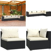 Vidaxl - 5-tlg. Garten-Lounge-Set mit Kissen Poly Rattan Schwarz - Garten Lounge Set - Outdoor Möbel - Rattan Gartenmöbel - Gartenmöbel Schwarz von VIDAXL