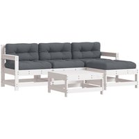 Vidaxl - 5-tlg. Garten-Lounge-Set mit Kissen Weiß Massivholz von VIDAXL