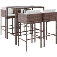 Vidaxl - 5-tlg. Gartenbar-Set mit Kissen Braun Poly Rattan von VIDAXL