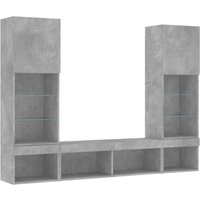 Vidaxl - 5-tlg. Wohnwand mit LED-Beleuchtung Betongrau Holzwerkstoff 479318 Vidaxl - 5-tlg. Wohnwand mit LED-Beleuchtung Betongrau Holzwerkstoff 479318 von VIDAXL