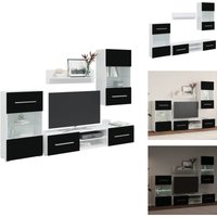 5-tlg. Wohnwand mit LED-Beleuchtung Mattschwarz Holzwerkstoff - Wohnwand Mit Stauraum - TV-Möbel Mit Stauraum - TV-Möbel - Schrankwand von VIDAXL