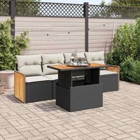 5tlg. Garten-Sofagarnitur mit Kissen Schwarz Poly Rattan Akazie Vidaxl 5tlg. Garten-Sofagarnitur mit Kissen Schwarz Poly Rattan Akazie Vidaxl von VIDAXL