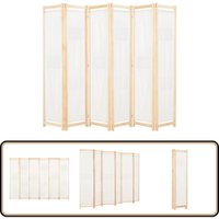 6-teiliger Raumteiler Cremeweiß 240 x 170 x 4 cm Stoff - Raumteiler - Sichtschutz - Wohnbereich - Wohnzimmer - Schlafzimmer von VIDAXL