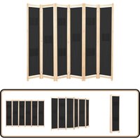 6-teiliger Raumteiler Schwarz 240 x 170 x 4 cm Stoff - Raumteiler - Holzrahmen - Stoffscreen - Schiebevorhang - Wohnbereich 6-teiliger Raumteiler Schwarz 240 x 170 x 4 cm Stoff - Raumteiler - Holzrahmen - Stoffscreen - Schiebevorhang - Wohnbereich von VIDAXL