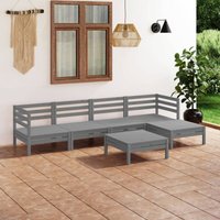 Vidaxl - 6-tlg. Garten-Lounge-Set Massivholz Kiefer Grau von VIDAXL