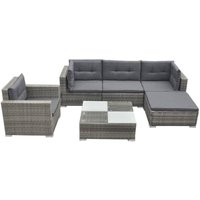 Vidaxl - 6-tlg. Garten-Lounge-Set mit Auflagen Poly Rattan Grau Vidaxl - 6-tlg. Garten-Lounge-Set mit Auflagen Poly Rattan Grau von VIDAXL