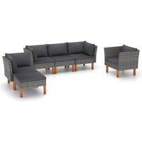 Vidaxl - 6-tlg. Garten-Lounge-Set Poly Rattan und Eukalyptusholz Grau von VIDAXL