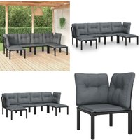 Vidaxl - 6-tlg. Garten-Lounge-Set Schwarz und Grau Poly Rattan - Gartengeräte - Gartenmöbel - Loungesessel - Poly Rattan Möbel - Esszimmergarnitur von VIDAXL