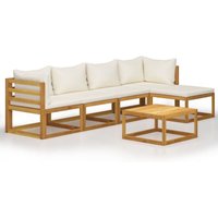 6-tlg. Garten-Lounge-Set mit Auflagen Creme Massivholz Akazie Vidaxl von VIDAXL
