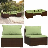 6-tlg. Garten-Lounge-Set mit Auflagen Poly Rattan Braun - Gartensaison - Lounge Set - Gartenmöbeln - Outdoor Möbel - Rattan Gartenmöbel - Home & von VIDAXL