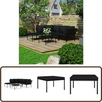 6-tlg. Garten-Lounge-Set mit Kissen Schwarz pvc - Outdoor Loungeset - Gartenmöbeln - Sitzgruppe - Rattan Gartenmöbel - Lounge Set 6-tlg. Garten-Lounge-Set mit Kissen Schwarz pvc - Outdoor Loungeset - Gartenmöbeln - Sitzgruppe - Rattan Gartenmöbel - Lounge Set von VIDAXL