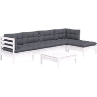 6-tlg. Garten-Lounge-Set mit Kissen Weiß Kiefernholz Vidaxl 6-tlg. Garten-Lounge-Set mit Kissen Weiß Kiefernholz Vidaxl von VIDAXL