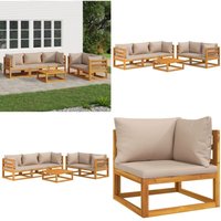Vidaxl - 6-tlg. Garten-Lounge-Set mit Taupe Kissen Massivholz - Gartensortiment - Gartenmöbel - Loungemöbel - Esszimmergarnitur - Holzmobiliar - Home von VIDAXL