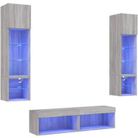 Vidaxl - 6-tlg. Wohnwand mit LED-Beleuchtung Grau Sonoma Holzwerkstoff Vidaxl - 6-tlg. Wohnwand mit LED-Beleuchtung Grau Sonoma Holzwerkstoff von VIDAXL