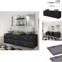 Vidaxl - 7-tlg. Badmöbel und Waschbecken Set Schwarz - Badmöbel - Badmöbel-Set - Wand-Waschbecken - Waschtisch - Waschbecken von VIDAXL