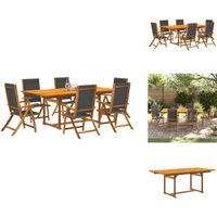 7-tlg. Garten-Essgruppe Massivholz Akazie und Textilene - Holz Gartenset - Akaziengartenmöbel - Gartenmöbel Set - Esszimmergarnitur - Gartenstühle von VIDAXL
