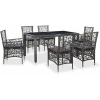 Vidaxl - 7-tlg. Garten-Essgruppe Poly Rattan Grau von VIDAXL