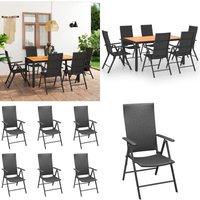 Vidaxl - 7-tlg. Garten-Essgruppe Schwarz und Braun - Gartensessel - Gartentisch - Rattanmöbel - Gartenmöbel Set - Outdoormöbel - Home & Living von VIDAXL