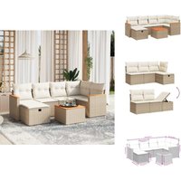 Vidaxl - 7-tlg. Garten-Sofagarnitur mit Kissen Beige Poly Rattan - Gartenmöbel - Esszimmergarnituren - Outdoor Lounge Set - Rattan Gartenset Vidaxl - 7-tlg. Garten-Sofagarnitur mit Kissen Beige Poly Rattan - Gartenmöbel - Esszimmergarnituren - Outdoor Lounge Set - Rattan Gartenset von VIDAXL