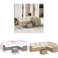 7-tlg. Garten-Sofagarnitur mit Kissen Beige Poly Rattan - Gartenmöbel - Gartensorte - Lounge Set - Rattan Möbel - Outdoor Furniture - Home & Living von VIDAXL