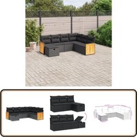 7-tlg. Garten-Sofagarnitur mit Kissen Schwarz Poly Rattan - Gartengestell - Gartenmöbel Set - Outdoor Lounge - Rattan Sessel - Gartenstuhl von VIDAXL