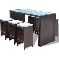 Vidaxl - 7-tlg. Gartenbar-Set mit Auflagen Poly Rattan Braun Vidaxl - 7-tlg. Gartenbar-Set mit Auflagen Poly Rattan Braun von VIDAXL
