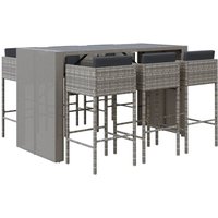 Vidaxl - 7-tlg. Gartenbar-Set mit Kissen Grau Poly Rattan Vidaxl - 7-tlg. Gartenbar-Set mit Kissen Grau Poly Rattan von VIDAXL