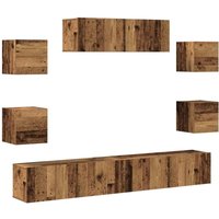 7-tlg. TV-Schrank-Set Wandmontage Altholz-Optik Holzwerkstoff Vidaxl von VIDAXL