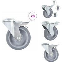Vidaxl - 8 Stk. Lenkrollen mit Rückenloch 100 mm - Lenkrolle - Lenkrollen - Schwenkrolle - Schwenkrollen von VIDAXL