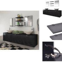 Vidaxl - 8-tlg. Badmöbel und Waschbecken Set Schwarz - Badmöbel - Badmöbel-Set - Waschtisch - Wandmontage - Schwarzes Badmöbel Vidaxl - 8-tlg. Badmöbel und Waschbecken Set Schwarz - Badmöbel - Badmöbel-Set - Waschtisch - Wandmontage - Schwarzes Badmöbel von VIDAXL
