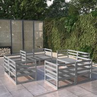 Vidaxl - 8-tlg. Garten-Lounge-Set Grau Massivholz Kiefer von VIDAXL