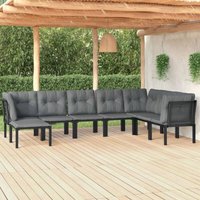 Vidaxl - 8-tlg. Garten-Lounge-Set Schwarz und Grau Poly Rattan von VIDAXL