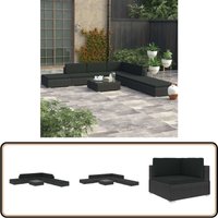 8-tlg. Garten-Lounge-Set mit Auflagen Poly Rattan Schwarz - Gartenloungesessel - Rattan Lounge Set - Outdoor Loungeset - Gartenmöbeln - Balkonmöbel von VIDAXL