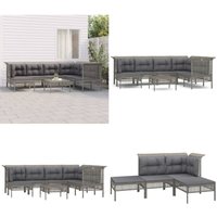 Vidaxl - 8-tlg. Garten-Lounge-Set mit Kissen Grau Poly Rattan - Gartenmöbel - Loungesessel - Outdoor Möbel - Rattan Gartenmöbel - Poolparty Deko von VIDAXL