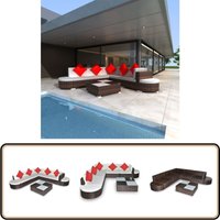 Vidaxl - 8-tlg. Garten-Lounge-Set mit Kissen Poly Rattan Braun - Loungeset - Gartenmöbel - Rattan Möbel - Outdoor Sofa - Esszimmergarnitur von VIDAXL