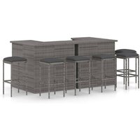 Vidaxl - 8-tlg. Gartenbar-Set mit Kissen Poly Rattan Grau von VIDAXL