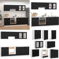 Vidaxl - 8-tlg. Küchenzeile Schwarz Holzwerkstoff - Küchenzeile - Schubladen - Aufbewahrung - Esszimmermöbel - Möbel - Home & Living von VIDAXL