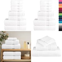 8 tlg. Premium-Handtuch-Set solund Weiß 600 g/m² - Baumwolle - Handtücher - Badetücher - Weiße Handtücher - Waschbare Handtücher - Home & Living von VIDAXL