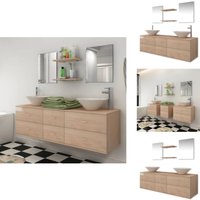 Vidaxl - 9-tlg. Badmöbel-Set mit Waschbecken und Wasserhahn Beige - Badmöbel - Badezimmermöbel - Badmöbel-Set - Waschtisch - Spiegelschrank Vidaxl - 9-tlg. Badmöbel-Set mit Waschbecken und Wasserhahn Beige - Badmöbel - Badezimmermöbel - Badmöbel-Set - Waschtisch - Spiegelschrank von VIDAXL