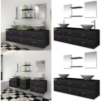 Vidaxl - 9-tlg. Badmöbel-Set mit Waschbecken und Wasserhahn Schwarz - Badmöbel - Badmöbel-Set - Waschtisch - Waschbecken - Spiegelschrank - Home & Vidaxl - 9-tlg. Badmöbel-Set mit Waschbecken und Wasserhahn Schwarz - Badmöbel - Badmöbel-Set - Waschtisch - Waschbecken - Spiegelschrank - Home & von VIDAXL