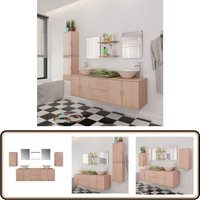 Vidaxl - 9-tlg. Badmöbel und Waschbecken Set Beige - Badezimmerstil - Badmöbel - Wandhängender Waschtisch - Wascht TischSet - Badezimmerausstattung Vidaxl - 9-tlg. Badmöbel und Waschbecken Set Beige - Badezimmerstil - Badmöbel - Wandhängender Waschtisch - Wascht TischSet - Badezimmerausstattung von VIDAXL