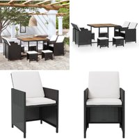 Vidaxl - 9-tlg. Garten-Essgruppe Poly Rattan Akazienholz Schwarz - Gartenmöbelset - Essgruppen - Rattan Möbel - Outdoor Möbel - Gartentisch - Home & Vidaxl - 9-tlg. Garten-Essgruppe Poly Rattan Akazienholz Schwarz - Gartenmöbelset - Essgruppen - Rattan Möbel - Outdoor Möbel - Gartentisch - Home & von VIDAXL