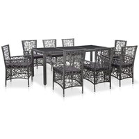 Vidaxl - 9-tlg. Garten-Essgruppe Poly Rattan Grau von VIDAXL